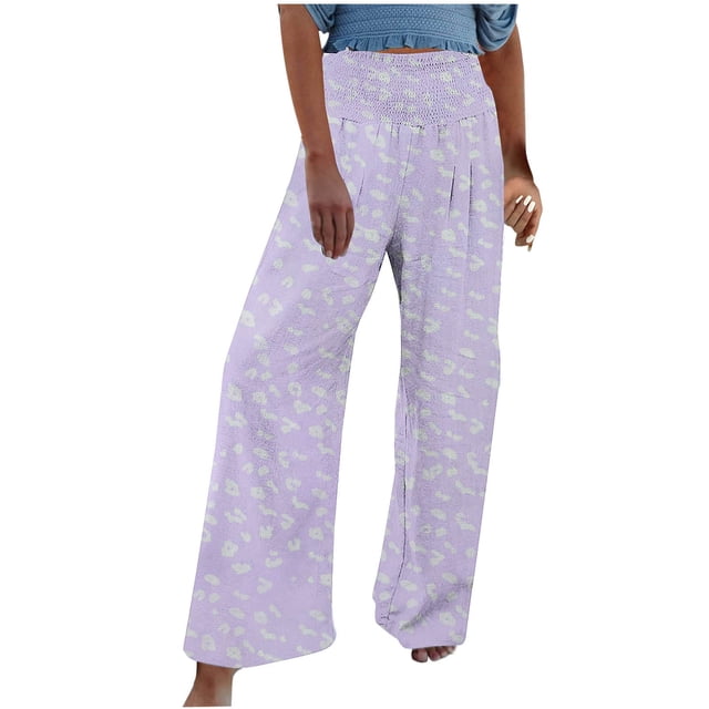 Pantalon Droit Élastique à Poches Imprimé Décontracté et Confortable pour Femmes