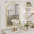 thumbnail image 2 of Arched wall-mounted vanity bathroom mirror con metal frame, moderno wraparound hanging mirror para bathroom vanity o sala de estar, rust-resistant tempered glass, vertical hanging, gold, 2 of 7
