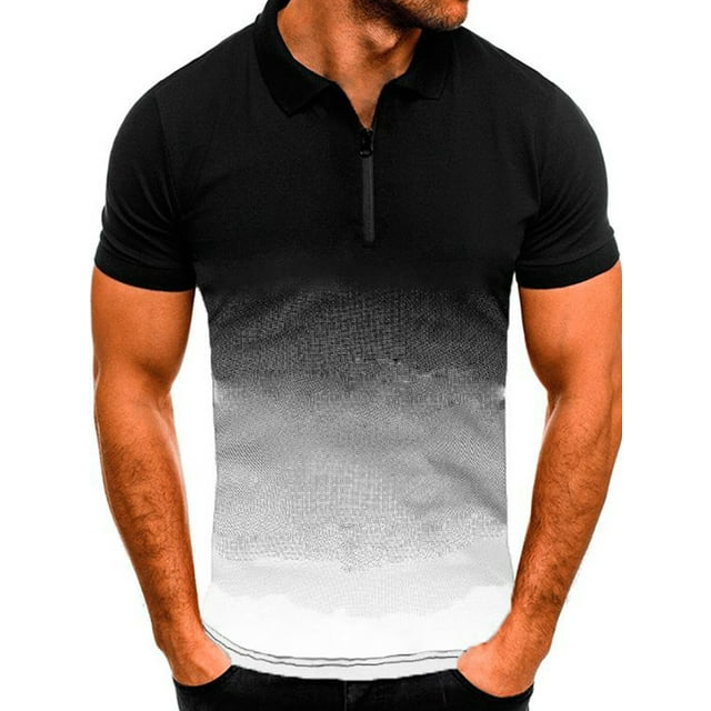 Innerwin Polo Col Revers Hommes Tops Sport Fermeture Éclair T Shirts de Base Blanc
