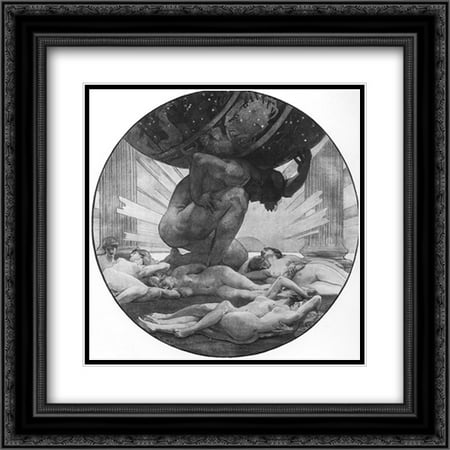 227 Matt - FrameToWall - John Singer Sargent 2x Matted 20x20 Black Ornate Framed Art Print 'Atlas and the Hesperides'