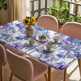 thumbnail image 3 of Purple Onion Flowers Table Cloths for 6 Foot Rectangle Tables, Spring Floral Dandelion Botanical Patio Waterproof Elastic Fitted Tablecloths, Washable Rectangular Table Cover for Camping, 3 of 8