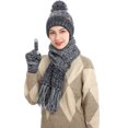 thumbnail image 4 of Warm Winter hat Scarf and touch Screen Glove set Women's hat neck scarf with wool lining - Tibetan blue, 4 of 5