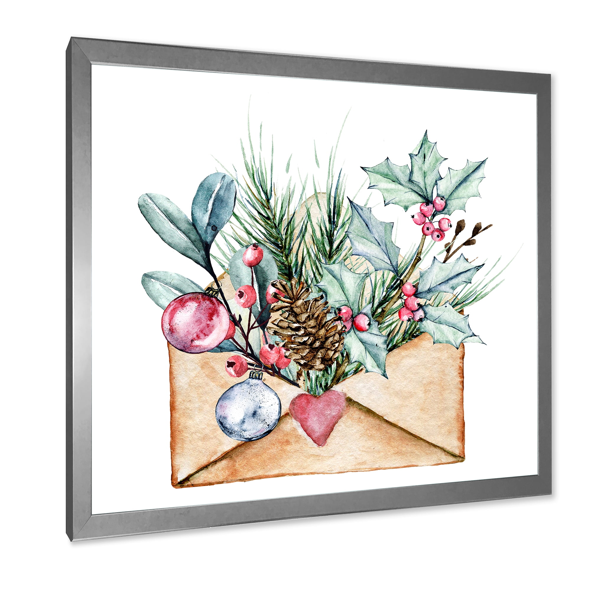 Designart 'Merry Christmas Greeting Card Envelope' Traditional Framed Art Print