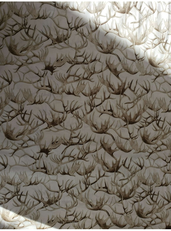 Timeless Treasures Deer Horns Silhouettes Tossed in White 100% Cotton Fabric sold by the yard