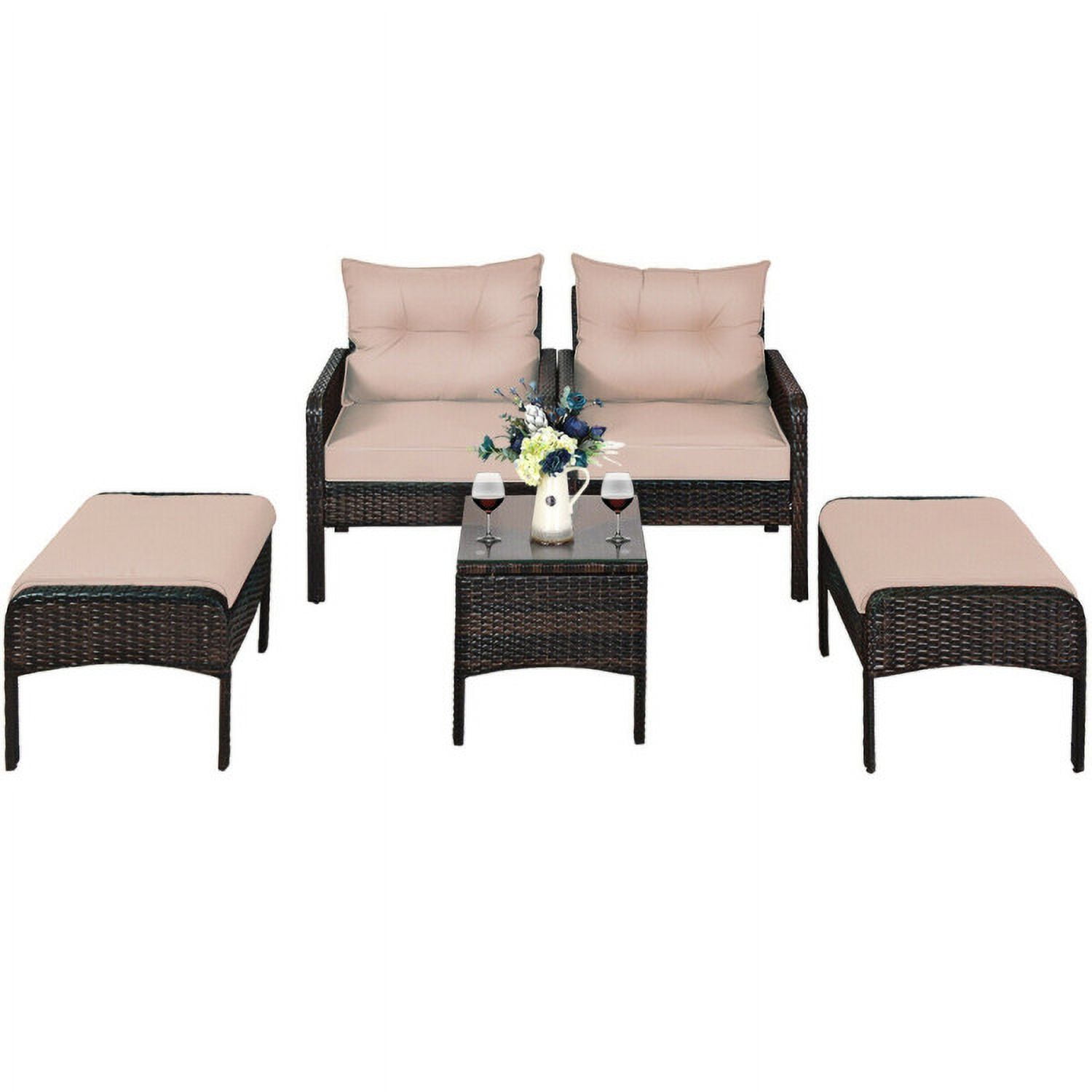 Aimee Lii 5 Pcs Patio Rattan Wicker Sofa Furniture Set, Outdoor Patio Furniture