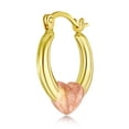thumbnail image 5 of Wellingsale Ladies 14k Two Tone Rose and Yellow Gold Polished Satin Fancy Heart Drop Hoop Earrings (13mm Diameter), 5 of 7