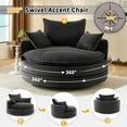 thumbnail image 4 of Harper & Bright Designs 360° Swivel Accent Chair, Barrel Chair Swivel Round Sofa Chair with Cushion and 3 Pillows for Living Room, Black, 4 of 18