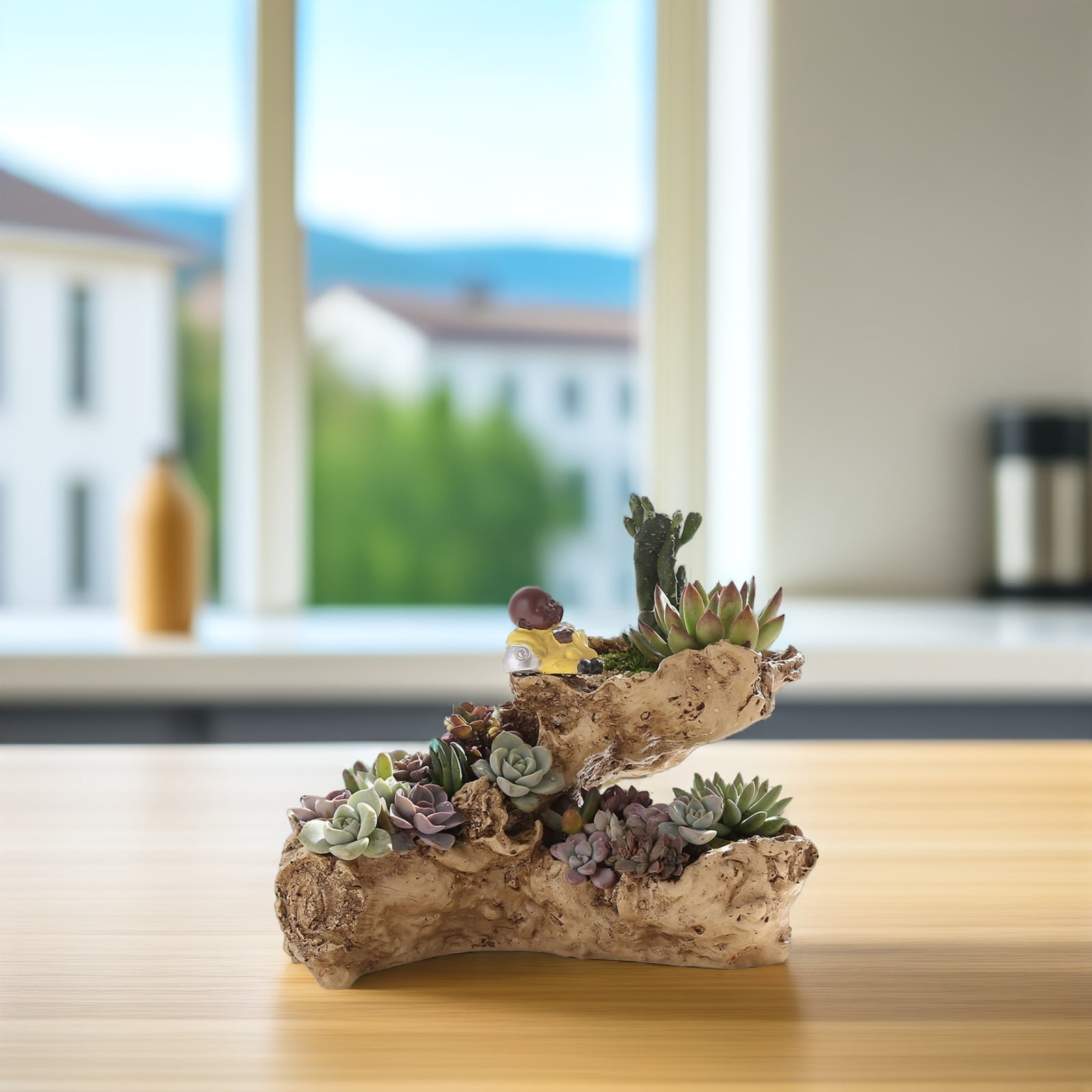YOSADIER Multilayer Resin Planter Resin Driftwood Planter Brown Decorative Home Decoration 3 Pots