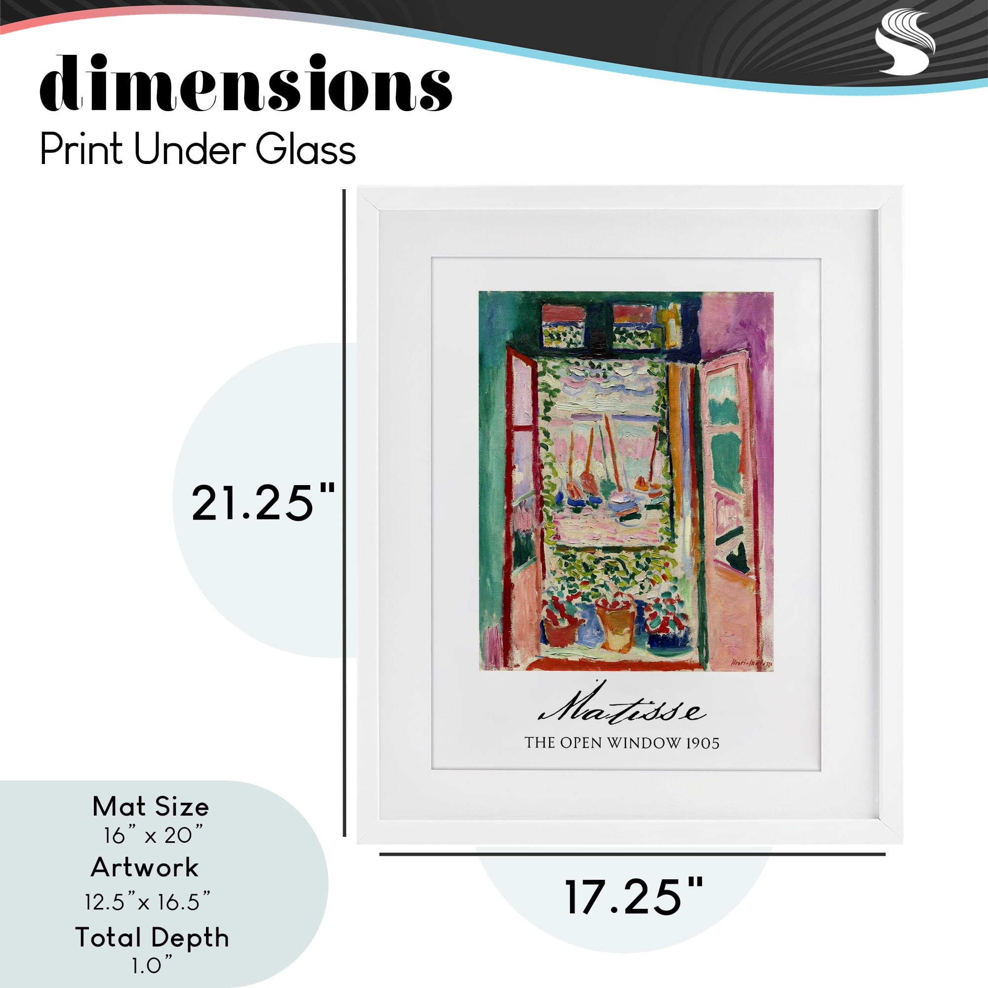 The Open Window Matisse White Framed Print Under Glass, design by Vintage Hustle