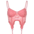 thumbnail image 6 of hirigin Women's Floral Lace Corset, Sleeveless V Neck Cut Out Irregular Hem Bustier Crop Tops, 6 of 9