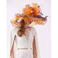 thumbnail image 4 of Women Organza Church Hat Wide Brim Sun Hats for Wedding Tea Party Fascinator Hat, Dual-use, 4 of 4