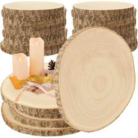 10 Pcs Large Unfinished Wood Slices for Centerpieces, 8-9 Inches Wood Rounds for Tables Decor Round Wooden Discs, Wooden Slices Rustic Wood Slabs for DIY Crafts, Wedding,Christmas,Table Decor