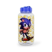 Sonic The Hedgehog Gold Rings Plastic Water Bottle | Holds 32 Ounces