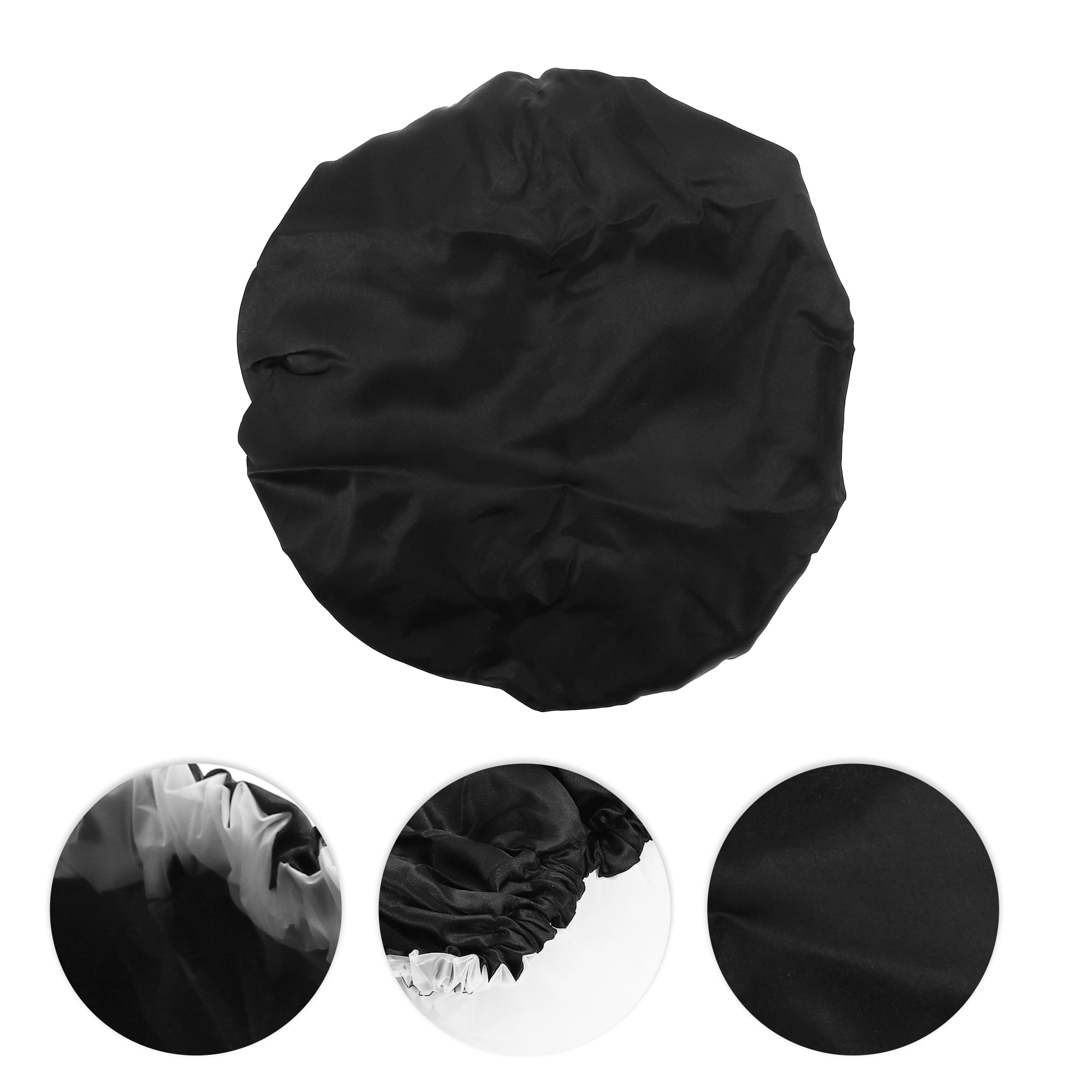 Unique Bargains 1 Pc Durable Double Layer Shower Cap Black