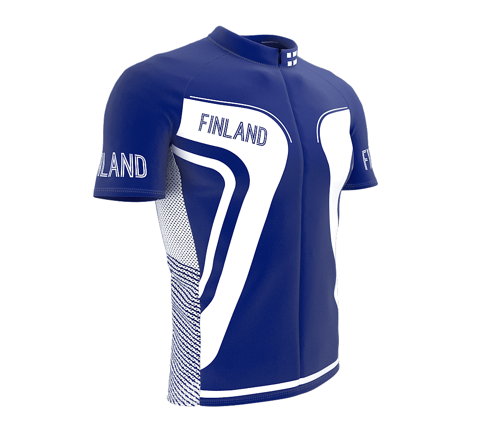 Finland Full Zipper Bike Short Sleeve Cycling Jersey for Men Size 3XL