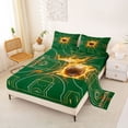 thumbnail image 2 of Castle Fairy Futuristic Basketball Court Print King Sheets 4pcs, Abstract Ball Flame Bedding, Green Gold Orange,1 Fitted Sheet, 1 Flat Sheet and 2 Pillowcases, 2 of 6