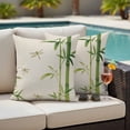 thumbnail image 4 of Green Botanical Outdoor Waterproof Pillow Covers, Farmhouse Dragonfly Decorative Square Throw Pillowcase Sofa Cushion Sham for Patio/Couch/Chair, 24"x24" 2 Pack, 4 of 8