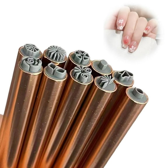 jiaroswwei 4/6/10Pcs Nail Art Stamp Pen Set Flower Nail Stamp Pen Nail Art Pen Kit for Women Nail Stamper Tool with Different Patterns Nail Art Dotting Tools