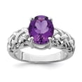 thumbnail image 4 of 925 Sterling Silver Rhodium-plated Oval Amethyst Ring Size 7, 4 of 5
