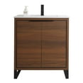 thumbnail image 2 of Fine Fixtures Opulence Collection 30 in. W x 18 in. D x 33 in. H Bathroom Vanity in Walnut Ebony with White Ceramic Sink - Black hardware, 2 of 9