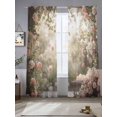 thumbnail image 2 of Pink Rose Spring Floral Sheer Curtains 84 Inch Length 2 Panels Set, Summer Roses Flowers Farmhouse Voile Window Treatment Rod Pocket Curtains Sheers Drapes for Bedroom/Living Room/Kitchen 52"x84"x2, 2 of 7
