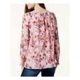 thumbnail image 2 of KENSIE Womens Pink Floral Crew Neck Long Sleeve Blouse Top S, 2 of 4