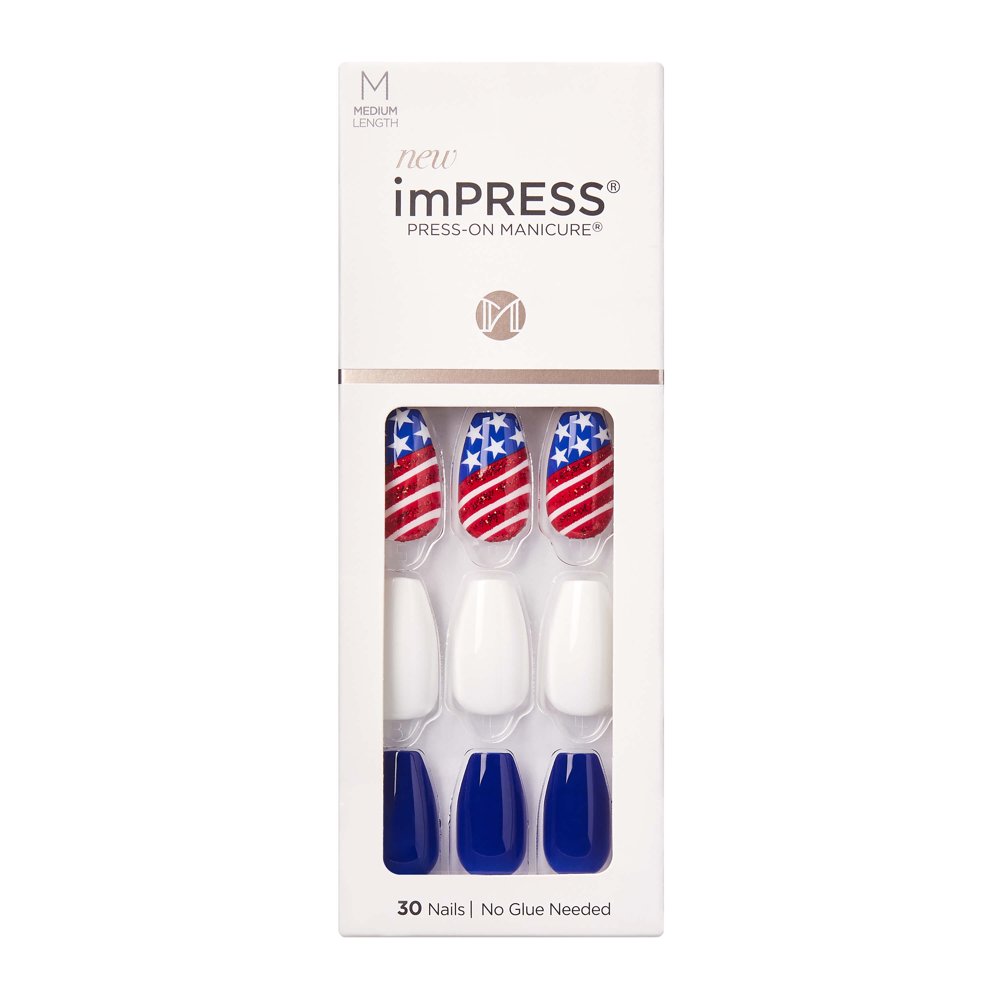 Kiss imPRESS Press on Manacure 4th of July Nails Shining Stars
