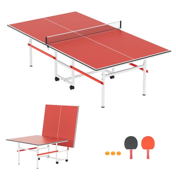 WARAYZ Foldable Ping Pong Table 8x4FT, Indoor/Outdoor with Net, 2 Paddles & 3 Balls, Easy Assembly, Tournament Quality