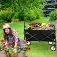 thumbnail image 2 of Wagon Cart Foldable Utility Wagon Shop Cart Collapsible Wheels Garden Cart Grocery Wagon for Shopping Park Picnic, Camping, Black, 2 of 7