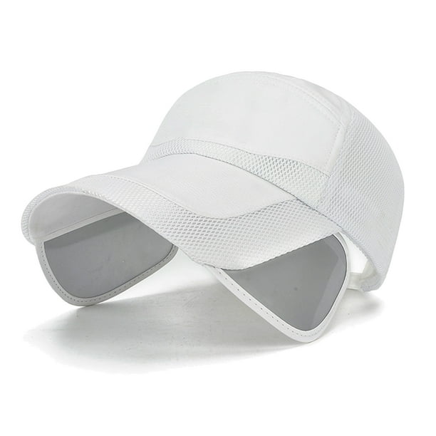 Tpefei Summer Baseball Cap Breathable Canvas Baseball Cap Unisex Retractable Brim Stylish Hat For Tennis Running Camping White White