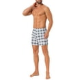 thumbnail image 2 of Pantalones cortos de cuadro clásico para hombres con cinturilla elástica Inspire Chic para el Día del Padre 32 Negro Blanco, 2 of 6