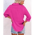 thumbnail image 3 of Siliteelon Womens Button Down Shirts Long Sleeve V Neck Cotton Blouse Tops with Pocket, 3 of 5