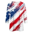 thumbnail image 3 of Trendfront Womens Stars Stripes Graphic T Shirts Crewneck 3/4 Sleeve Brush Stroke American Flag Print Casual 4th Of July Patriotic 250th Anniversary Tee Tops, 3 of 3