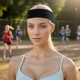 thumbnail image 2 of Unique Bargains 1 Set Breathable Headband with Wristband Sweat Headband for Sport Black, 2 of 6