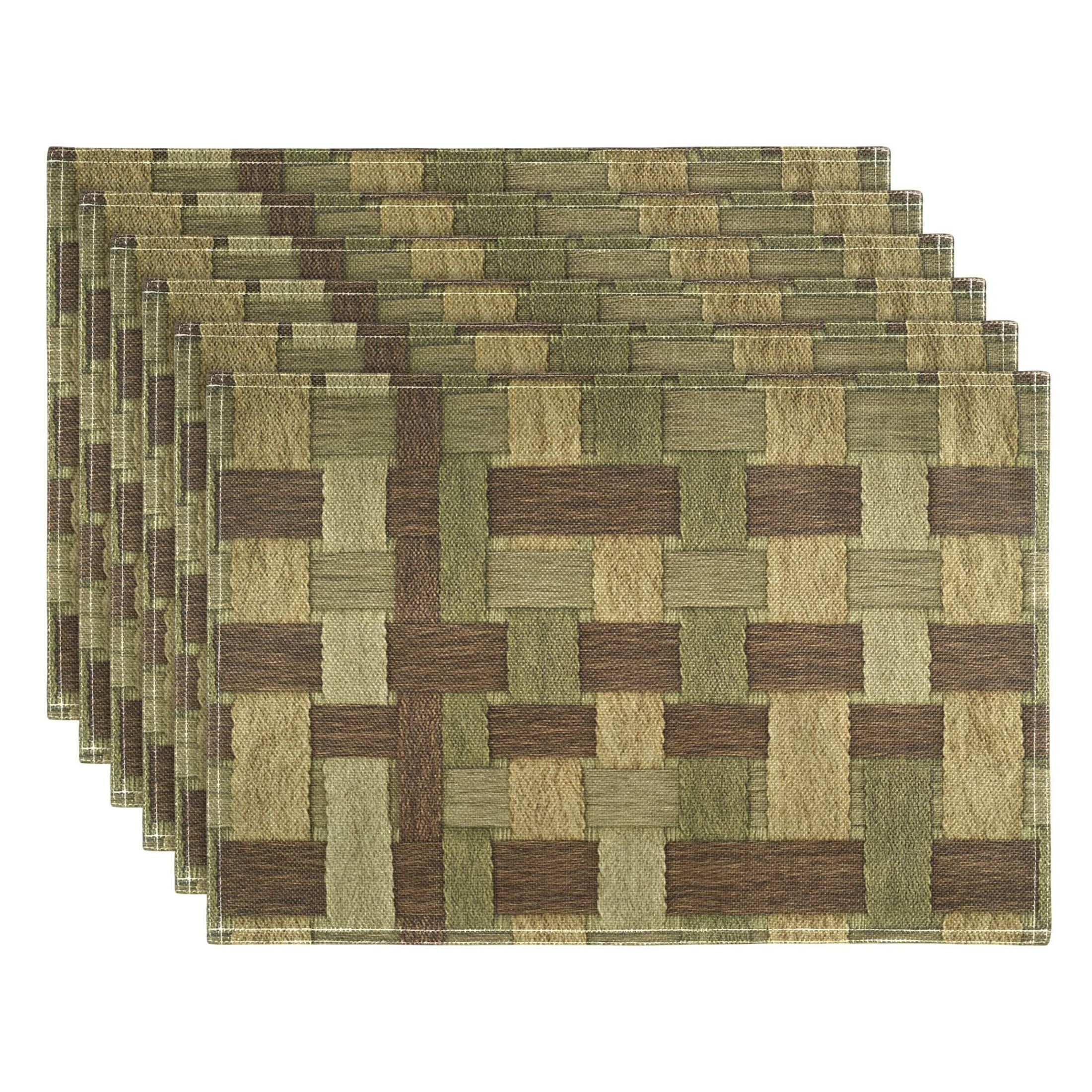 Wooden Texture Pattern Placemats Set of 6 Coffee Mats, Non Slip Backing 18x12 Inch for Home and Restaurants