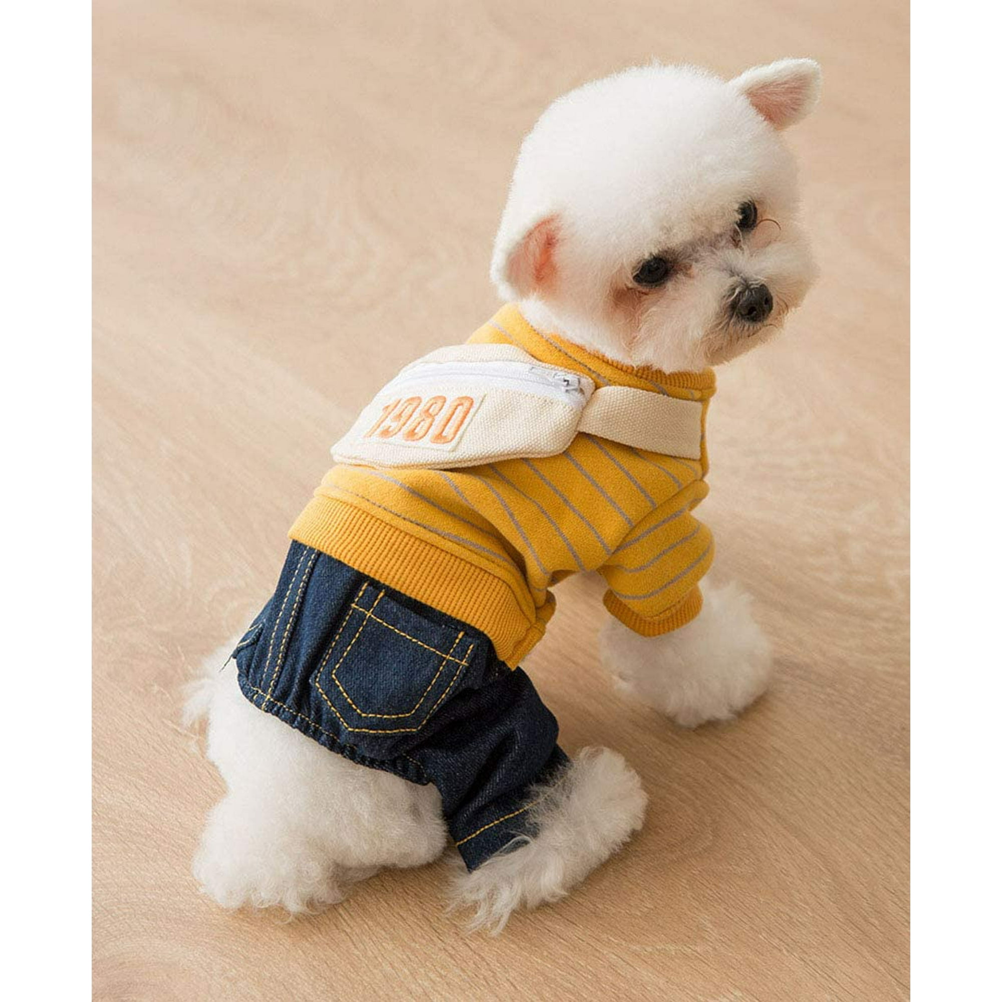 Dog Denim Clothes Pet Adorable Sweatshirt Jeans Outfits for Medium Small Dogs Puppy Jumpsuit Cat Pants