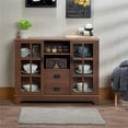 thumbnail image 1 of Visentor 42 Inch Console Table, Buffet Sideboard, Kitchen Dining Room Storage Cupboard Storage Cabinet with Glass Doors, Walnut, 1 of 7