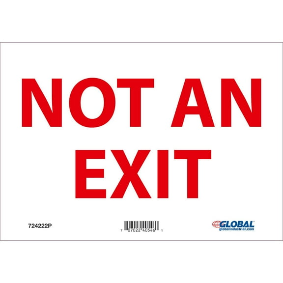 Global Industrial B2332434 Not An Exit Sign - Pressure Sensitive Vinyl - 10 x 7 in.