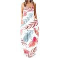 thumbnail image 2 of Lenago Robes d'Invité de Mariage Grande Taille pour Femmes Mode Été Sexy Bretelles Taille Mi-Haute Col en V Sans Manches Imprimé Slim Fête Plage Longue Robe Été Plage Robes en Solde, 2 of 5