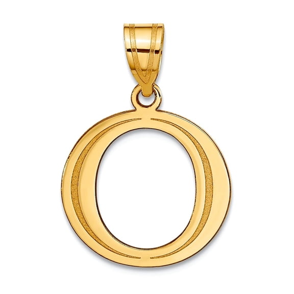 10k Solid Yellow Gold Polished Etched Letter O Initial Pendant Necklace Pendant for Women - .5 Grams
