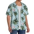thumbnail image 2 of Fuzoiu Flamingos And Palms Print Men's Casual Short,Men's Short Sleeve Shirt,Mens Casual Button Down Shirts,Cuban Collar Summer Shirt for Beach, Vacation, and Outdoor Activities-X-Large, 2 of 5