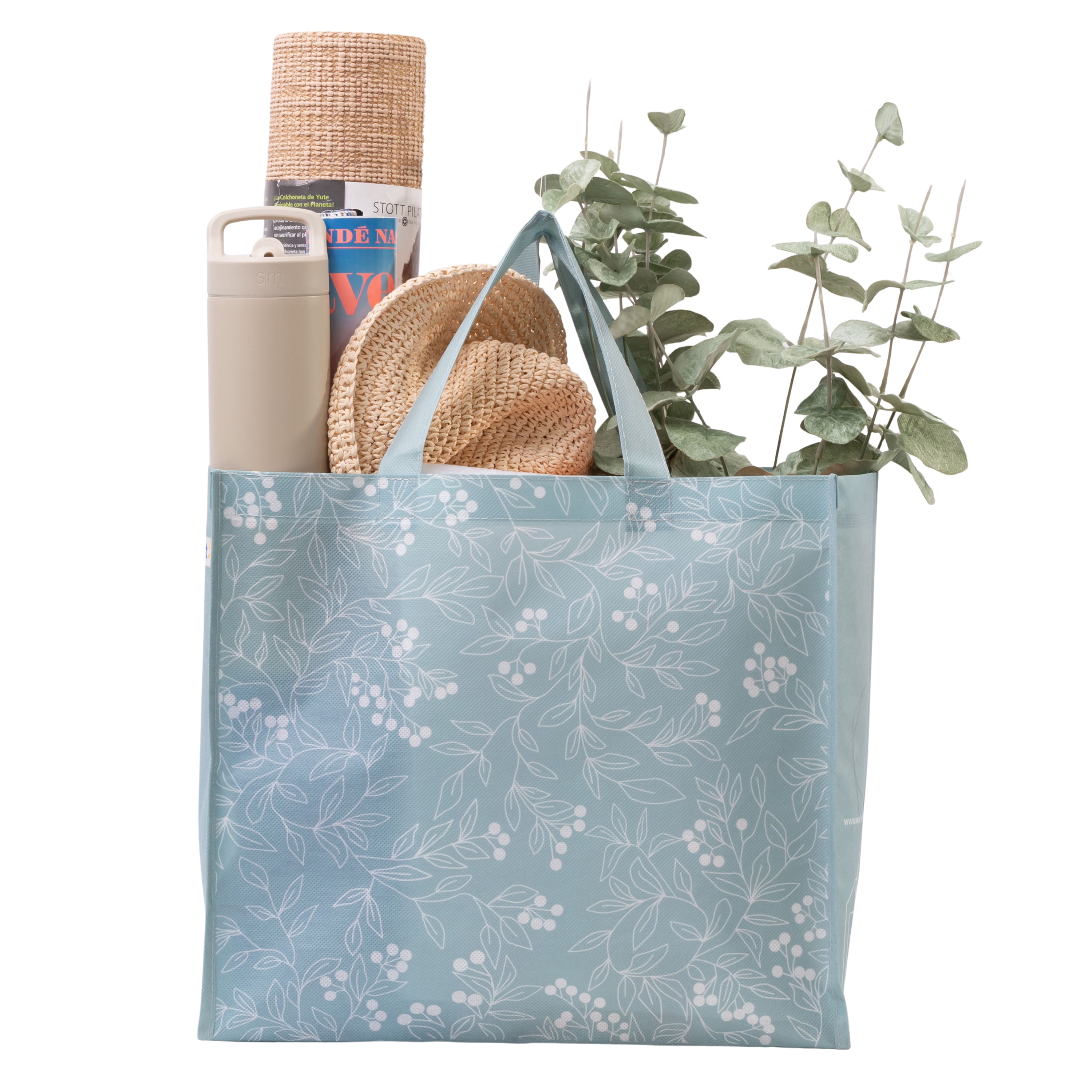 Reusable Grocery Bag with Bottle Holder , Reusable Shopping Bag for groceries, Multipurpose Tote Bag Winter Design, Winter Reusable Grocery Bag