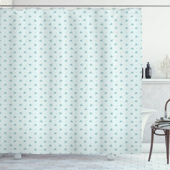 Ambesonne Pastel Shower Curtain, Forget Me Not Flowers Retro, 69"Wx84"L, Pale Blue and Green