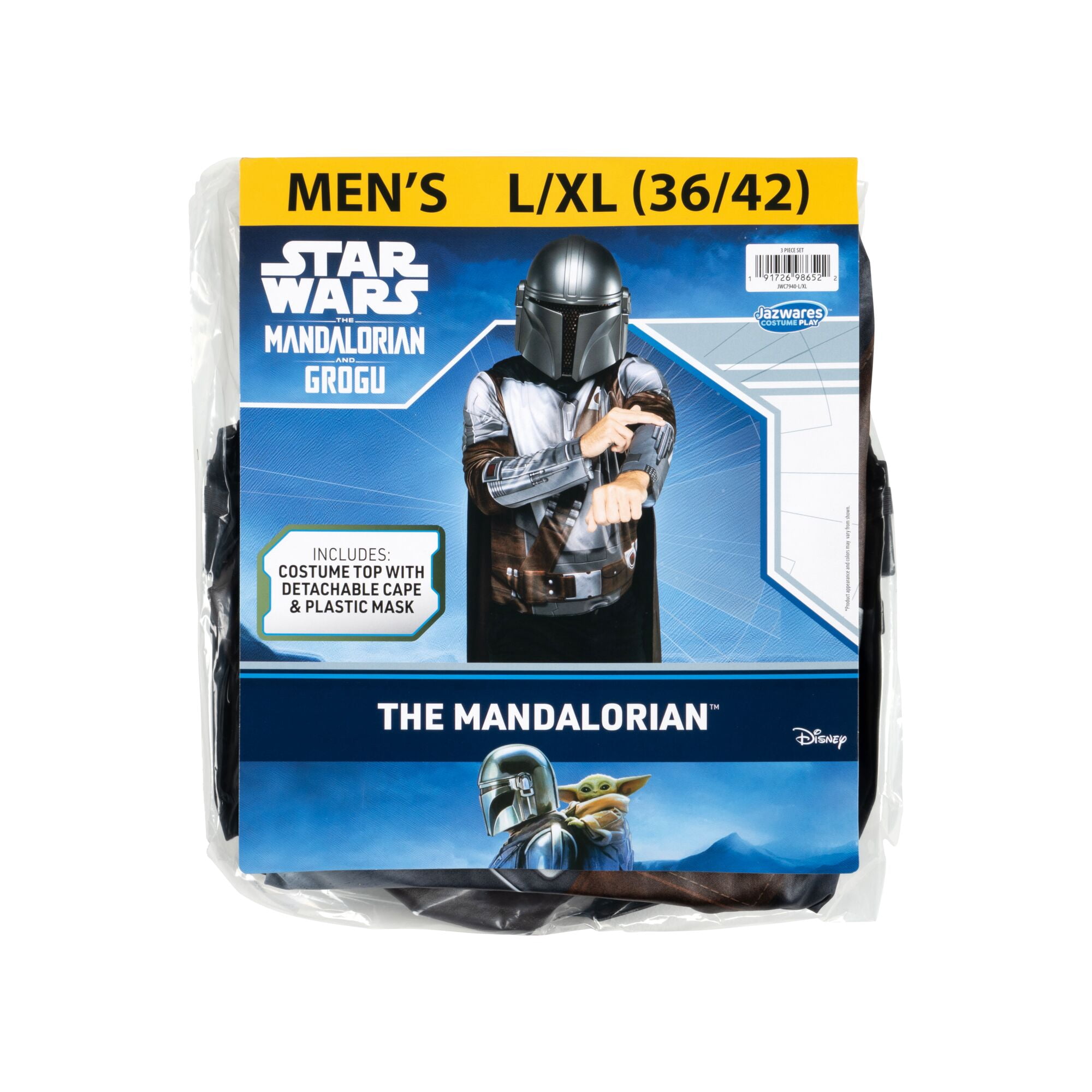 Star War's the Mandalorian Halloween Costume for Adult Men's Size L/XL (36/42), by Jazwares