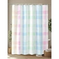 thumbnail image 4 of Blue Pink Plaid Standard Shower Curtain Set, Waterproof Shower Curtains for Bathroom, Pastel Green White Buffalo Patchwork Washable Fabric Cloth Bath Curtain for Bathtub with Hooks 72x72 Inches, 4 of 6