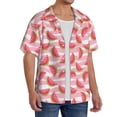 thumbnail image 2 of Rateoe Sweet Watermelon Pattern Men's Short Sleeve Classic Shirt, Casual Short-Sleeved Shirt, Lightweight Summer Shirt, Cuban Collar Shirt,Button-Front Shirt-Large, 2 of 5