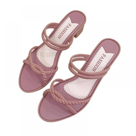 

Women Open Toe Ankle Strap Chunky Heel Pump Sandals Ladies Summer Fashion Slippers Thick Heel Design