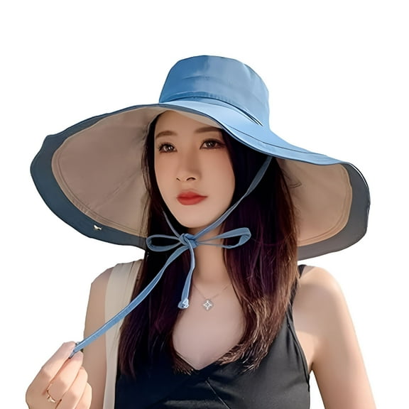 TELOLY Women'S Super Wide Brim Sun Hat Floppy Packable Reversible Hats Uv Protection Summer Beach Travel Cap