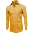 thumbnail image 2 of Men's Classic Fit Long Sleeve Wrinkle Resistant Button Down Premium Dress Shirt (Gold, M), 2 of 4