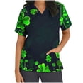 thumbnail image 3 of lcziwo Womens St. Patrick's Day Scrubs Tops Workwear V Neck Short Sleeve Print Nursing Uniform Casual Scrubs Shirts with Pockets 2025 Vacation Outfits Navy XL Lighten Sales of The Day, 3 of 6
